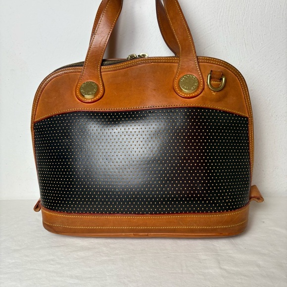 Dooney Bourke Vintage Satchel Crossbody Convertible Perforated Leather Bag Purse - Picture 9 of 16
